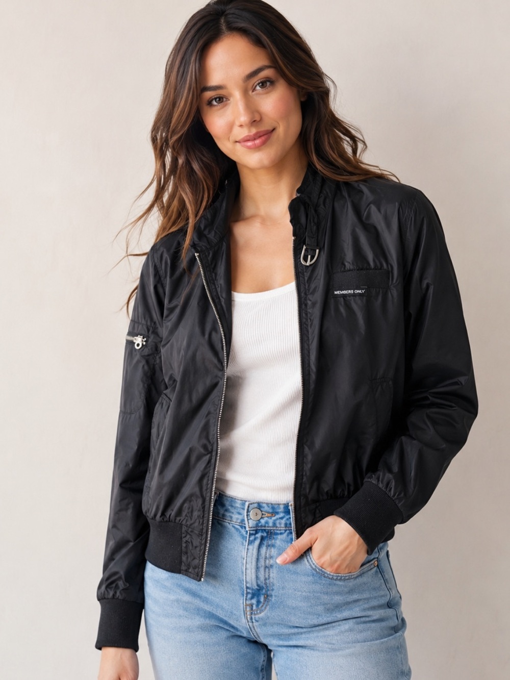 vingage Members Only Black Lightweight Jacket. Members Only Jacket Full Zip